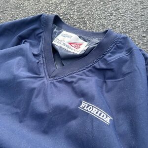 Vintage Navy Blue Florida V-Neck windbreaker
